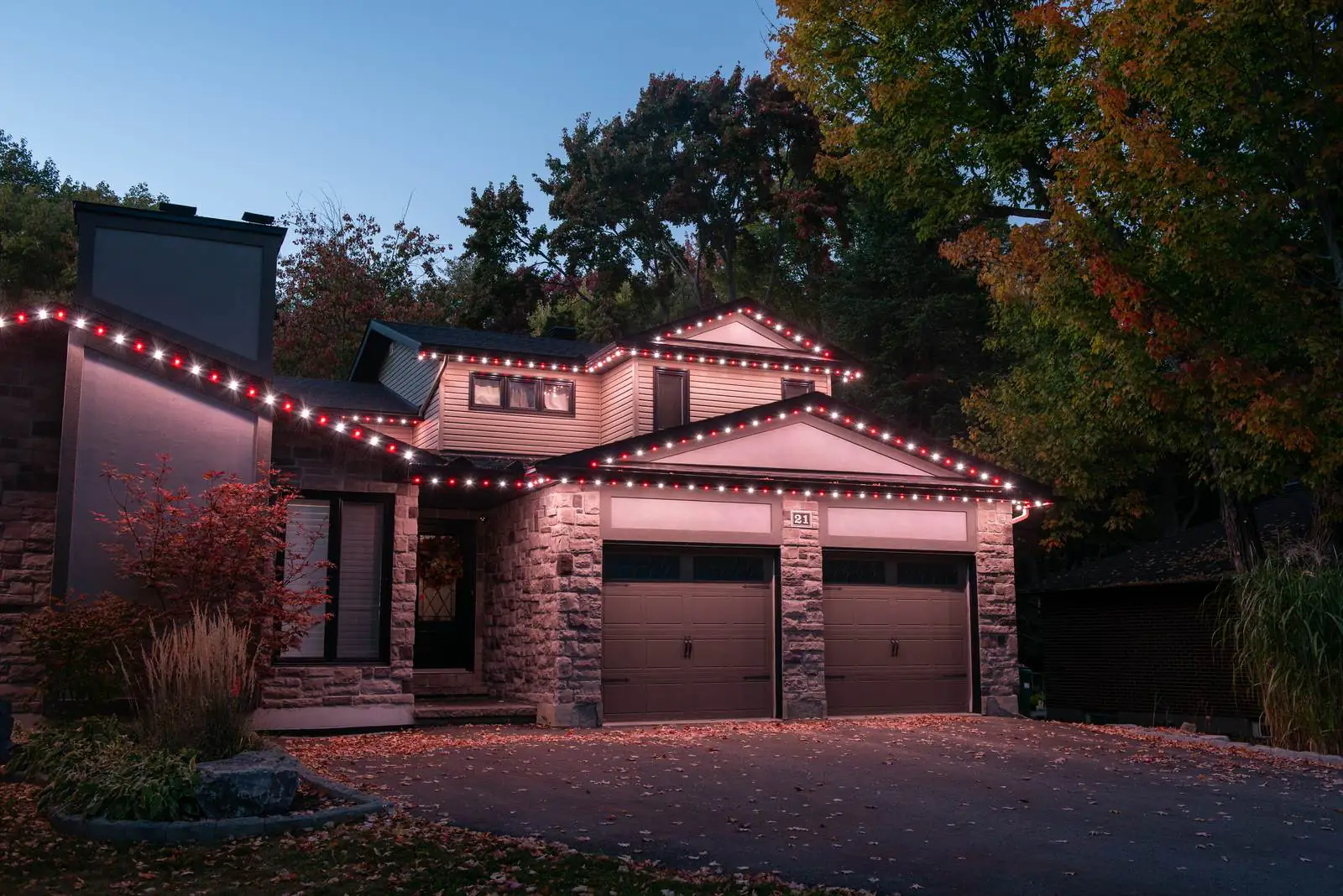 Same home with permanent lighting switched to red